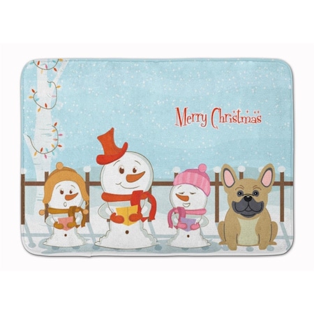 Carolines Treasures Merry Christmas French Bulldog Cream Machine Washable Memory Foam Mat BB2341RUG